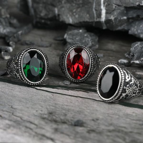 Anillos de racimo Niza Pesada Moda Piedra Roja Cristal Negro Dedo Para Hombres Mujeres Gótico Punk Boda Joyería Joyería Factory Outlet al por mayor