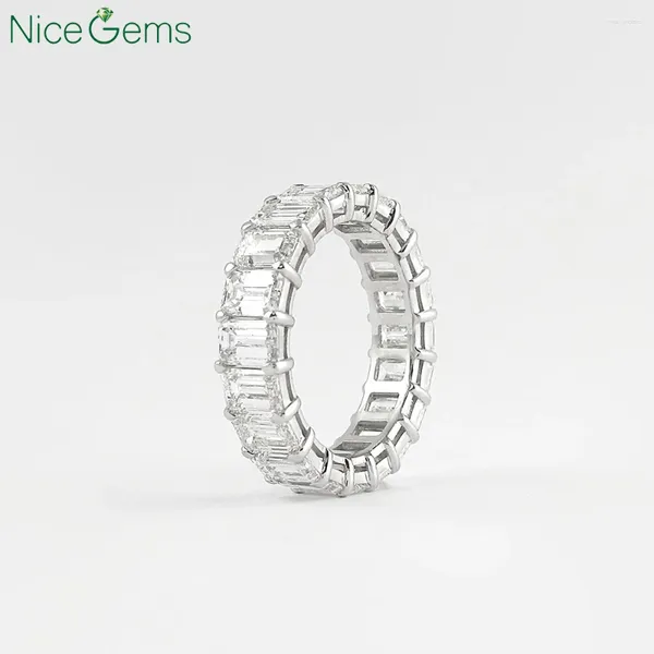 Anillos de clúster niceGems sólido 14k oro blanco 6-7ctw Cut Lab Band de diamantes cultivados Full Eternity Boda Rings Ring Defil