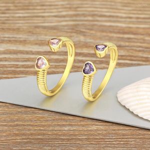 Cluster Ringen Nidin Eenvoudig Ontwerp Hart Zirkoon Ring Vrouwelijke Leuke Vinger Romantisch Huwelijkscadeau Voor Vriendin Mode Open Verstelbare Sieraden