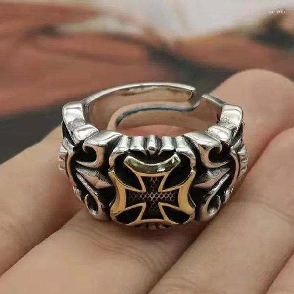 Anillos de clúster club nocturno DJ Jewelry Sterling Silver Cross Cross Index Finger Masculino Masculino Punk Retro y europeo y americano Personalidad