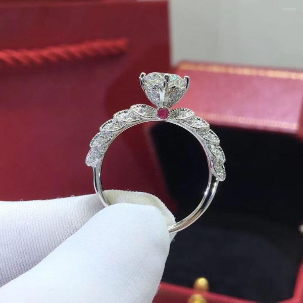 Anillos de racimo Nique diosa Ángel vestido de novia ocho corazones y flechas hueco rubí seis garra anillo de pareja para mujer regalo joyería