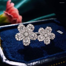 Anillos de racimo Noble boda clásica anillo de diamante brillante compromiso Plata de Ley 925 para mujer joyería fina regalo ajustable