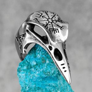 Anillos de racimo Mitología nórdica Vikingo Cuervo Cuervo Retro Acero inoxidable Para hombre Punk para hombre Boyfriend Biker Joyería Creatividad Regalo al por mayor