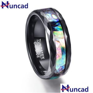 Clusterringen Nuncad 8mm Mens Abalone Shell Polished Black Faceted Tungsten Carbide Wedding Bands Maat 712 Drop Delivery Sieraden Ring DHA0B