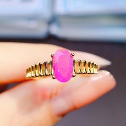Clusterringen Oktober Birthstone Ring Natuurlijk Roze Opaal Solitaire 925 Sterling Zilver Verlovingsverjaardagscadeau voor vrouwen