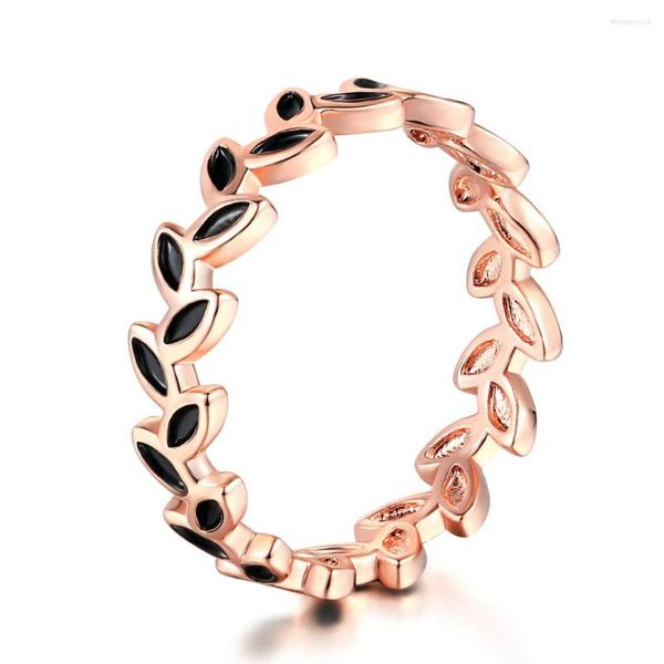 Anillos de racimo Goteo de aceite Anillo de hoja de Oliver para mujeres Color oro rosa Todo tamaño Regalo Niñas Accesorios diarios Joyería de moda R183