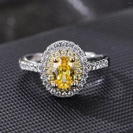 Cluster Ringen Online Beroemdheid Live-uitzending Product Ovaal Imitatie Topaas Vol Diamanten Open Ring Vrouw