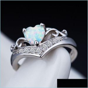 Clusterringen Opal Diamond Hartring Vrouwen bruiloft verlovingsringen mode jewel Joodly Gift Drop levering sieraden DHCHV