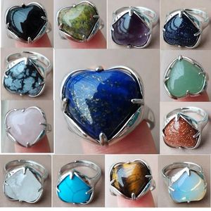Anillos de racimo Opal Howlite Tiger Eye Aventurine Lapis Lazuli Goldstone Jaspe Crystal Unakite Blue Sand Heart Beads Anillo WB918