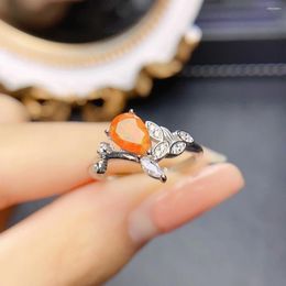 Clusterringen Opaalring Fijne sieraden 925 zilver oktober Geboortesteen Edelsteen Natuurlijk oranje vuurblad voor cadeau