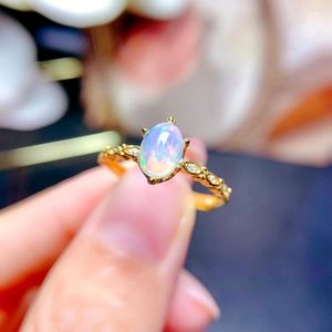 Clusterringen Opal Ring Silver 925 Betrokkenheid voor vrouwen luxe edelstenen sieraden edelstenen in bruiloft Verstelbaar boete