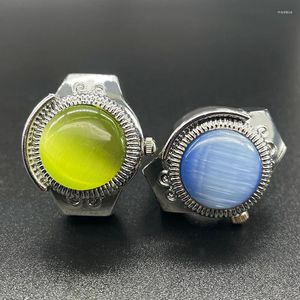 Cluster ringen opaal kleine wijzerplaat quartz analoge ring horloge clamshell ontwerp verstelbare klok mode damesaccessoires geschenken