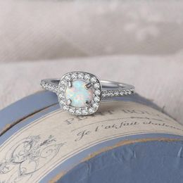 Bagues en grappe opale pierre pour femmes Style frais or blanc couleur bague fiançailles fête cadeau mode bijoux filles