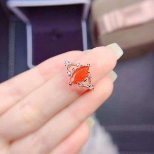 Cluster Rings Orange Opal Sterling 925 Silver Natural Gemstone Femmes Lady Wedding Engagment Party Gift Box