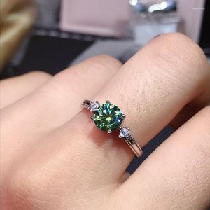 Cluster ringen Origin 925 Sterling Silver Jewlery Emerald Ring voor vrouwelijke trouwringen Anillos Plata Para Mujer Green Gemstone Anel