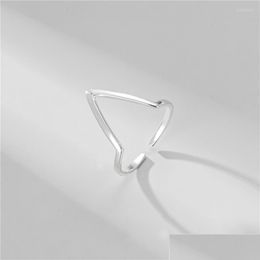 Anillos de racimo Original 925 Sterling Sier Letra V Forma Anillo para mujeres Joyería Fina Minimalista Mujer Accesorios de dedo Drop Entrega Otcij