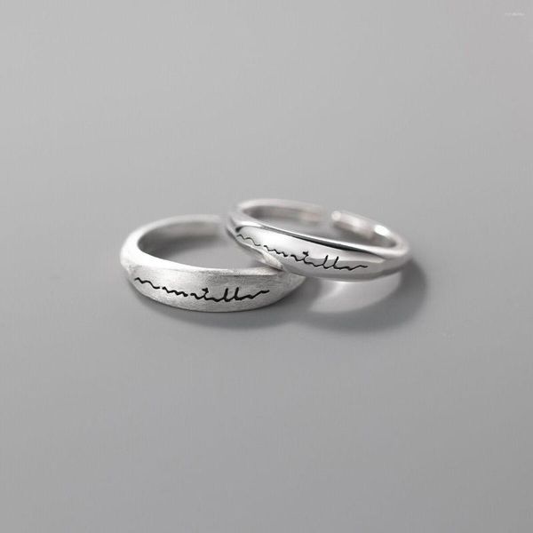 Anillos de racimo Original 925 línea de onda de plata esterlina para mujeres pareja compromiso de boda anillo Vintage de mujer joyería fina