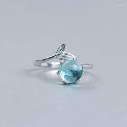 Anneaux de cluster Original Blue Trendy Mermaid Bubble Open Ocean Fishtail Bague pour femmes Creative Fashion Bijoux