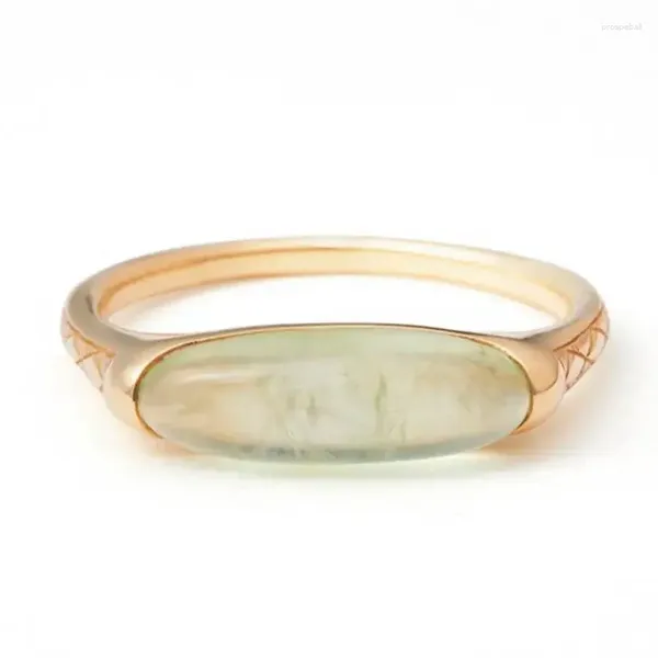 Anillos de clúster Diseño original Champagne Bubble Oval Prehnite Apertura ajustable para mujeres Ligero Luxury Charm Brand Silver Jewelry