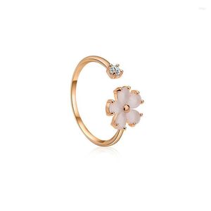 Bagues de cluster Design original Cherry Blossom Diamond Ouverture Bague réglable Frais et romantique Charme mignon Femmes Bijoux en argent