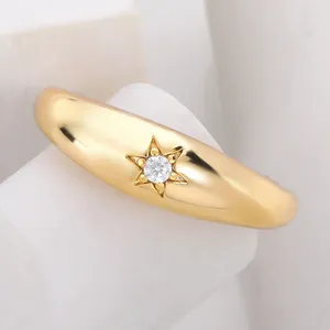 Cluster Ringen Originele Joodse Davidster Ring Goud Kleur Voor Vrouwen Meisjes Eenvoudige Zirconia Strass Hexagram Anillos