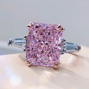 Clusterringen Originele S925 Sterling Silver 2 S Pink High Carbon Diamond voor vrouwen sprankelend trouwfeest Bridal Fine Jewelry