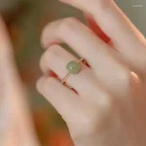 Cluster Ringen PANJBJ 925 Sterling Zilver Een Jade Ring Voor Vrouwen Meisje Geometrie Koreaanse Verstelbare Sieraden Verjaardagscadeau Drop