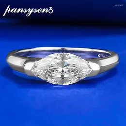 Clusterringen Panysen 925 Sterling Silver 5 10mm Marquise Cut High Carbon Diamond Ring 18K Wit Gold Golde Jewelry Wedding Party Gift