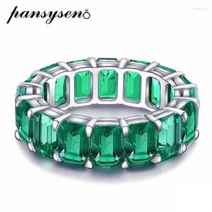 Cluster Anneaux Pansysen Vintage 925 Sterling Silver 1CT créé Emerald Gemstone For Women Men Anniversary Party Fine Jewelry Wholesale