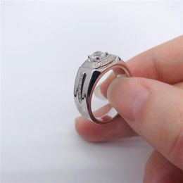 Cluster Ringen Pass Test D Kleur 0.5CT Moissanite Engagement Diamond Ring Voor Mannen Liefde Belofte Briljante Sieraden Gift Mannelijke Verjaardag
