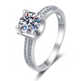 Clusterringen Passed Diamond Test Uitstekende Moissanite Ring 925 Sterling Silver Perfect Cut Horns 1CT Gem Fashion Women Wedding Luxe