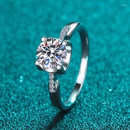 Clusterringen Passed Diamond Test Uitstekende Moissanite Ring 925 Sterling Silver Perfect 1ct Gem Fashion Women Wedding Anniversary GIF