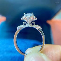 Cluster Ringen Geslaagd Diamant Test Perfect Cut D Kleur VVS Klassieke Moissanite Ring 925 Sterling Zilveren Vrouwen Verloofd Luxe sieraden