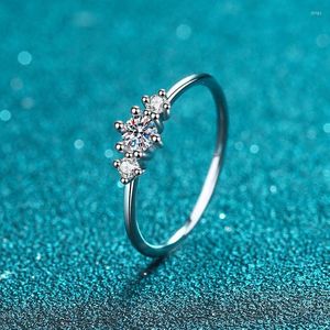 Clusterringen Passed Diamond Test Totaal 0,26ct Six-Jaw Moissanite Ring 925 Sterling Silver Cute Women Sieraden Verjaardag