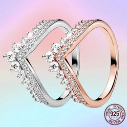 Cluster Ringen Paylor Originele 925 Sterling Zilveren Prinses Wishbone Ring Voor Vrouwen Mode Luxe Bruiloft Sieraden Drop