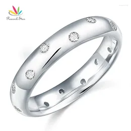 Clusterringen Peacock Star Solid 925 Sterling Silver Bridal Wedding Band Ring Sieraden CFR8060