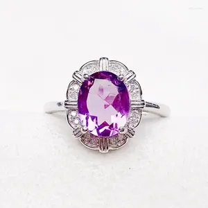 Cluster Ringen Per Sieraden Natuurlijke Echte Amethist Bloem Ring 925 Sterling Zilver 7 9mm 1.8ct Edelsteen Fijn Voor vrouwen X222187