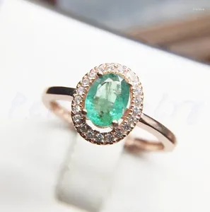 Clusterringen per sieraden Natuurlijke echte smaragd Klassieke ring 925 sterling zilver 5 7 mm 0,85 CT Edelsteen fijn F8060209