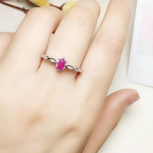 Clusterringen per sieraden Natural Real Sapphire of Ruby Emerald Simple Ring 0.35ct Gemstone 925 Sterling Silver T205110