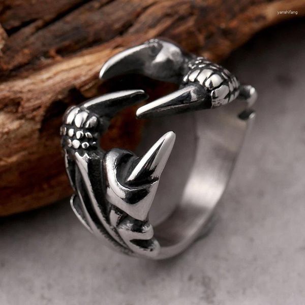 Bagues de cluster Personnalité Creative Dragon Tattoo Bijoux Tendances de la mode Bague en acier titane pour hommes