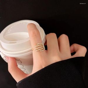 Cluster Ringen Persoonlijkheid Overdreven Klauw-set Zirkoon Parel Ring Koreaanse Mode Vrouwelijke Temperament Prachtige Hand Sieraden