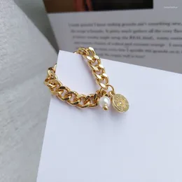 Anillos de racimo Personalidad Hip Hop Cadena de color dorado Moneda para mujeres Femme Aleación Gran perla simulada Estrella Estampado Encanto Joyería de fiesta