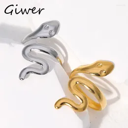 Anillos de clúster Personalidad Serpent Snake Ring Women's Joyería de acero inoxidable Titanio abierta Titanio Bijoux Femme Metal Men