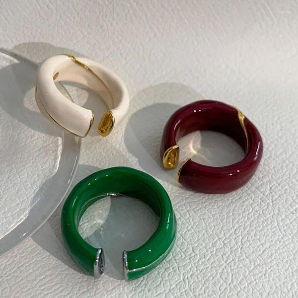 Anillos de racimo Personalidad Esmalte de moda Color dorado Damas Regalos de boda Venta al por mayor Accesorios de joyería de mano Nunca se desvanecen