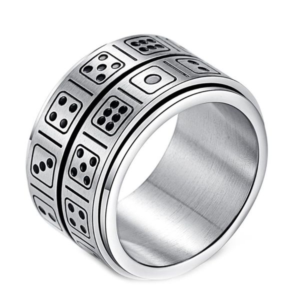 Anillos de racimo personaliza los dados de doble capa de acero de titanio de moda anillo giratorio nudillos regalo de cumpleaños del Día del Padre novio