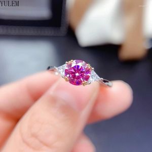 Clusterringen Pink Moissanite Diamond Ring S925 Sterling Silver Passed Test VVS1 Fashion Dames sieraden Luxe cadeau