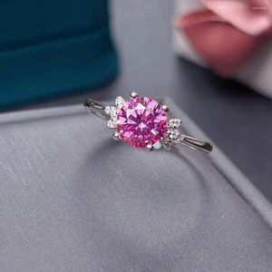 Cluster Ringen Roze Moissanite Ring 925 Sterling Zilver 1ct Diamant Alle Grootte Voor Vrouwen Bruiloft Liefde Ontmoeting Goed Cadeau