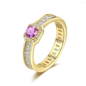 Cluster ringen roze zirconia ringstijl glamour mode goed jewel voor vrouwen 2022 lente 925 sterling zilveren cadeau