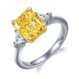 Anneaux de cluster Pirmiana S925 Argent 3.0ct Radiant Coupe Simulé Diamant Mariage Fiançailles Femmes Bijoux De Mode