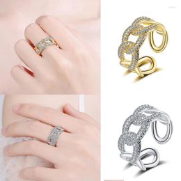 Cluster Rings Ponykiss Trendy 925 Sterling Silver Luxueuze Cross Twist Chain Zirkoon Opening Ring voor vrouwen Classic Fine Jewelry Drop